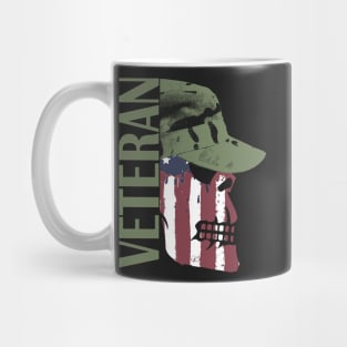 Veteran Painted American Flag Military Skull Mug